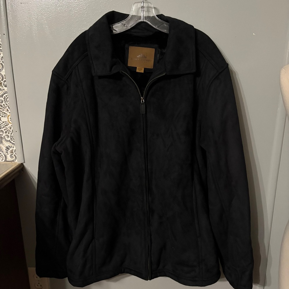 Northwest Territory Black‎ Faux Suede Zip Up Jacket Faux Fur Lined (Men's XL T)